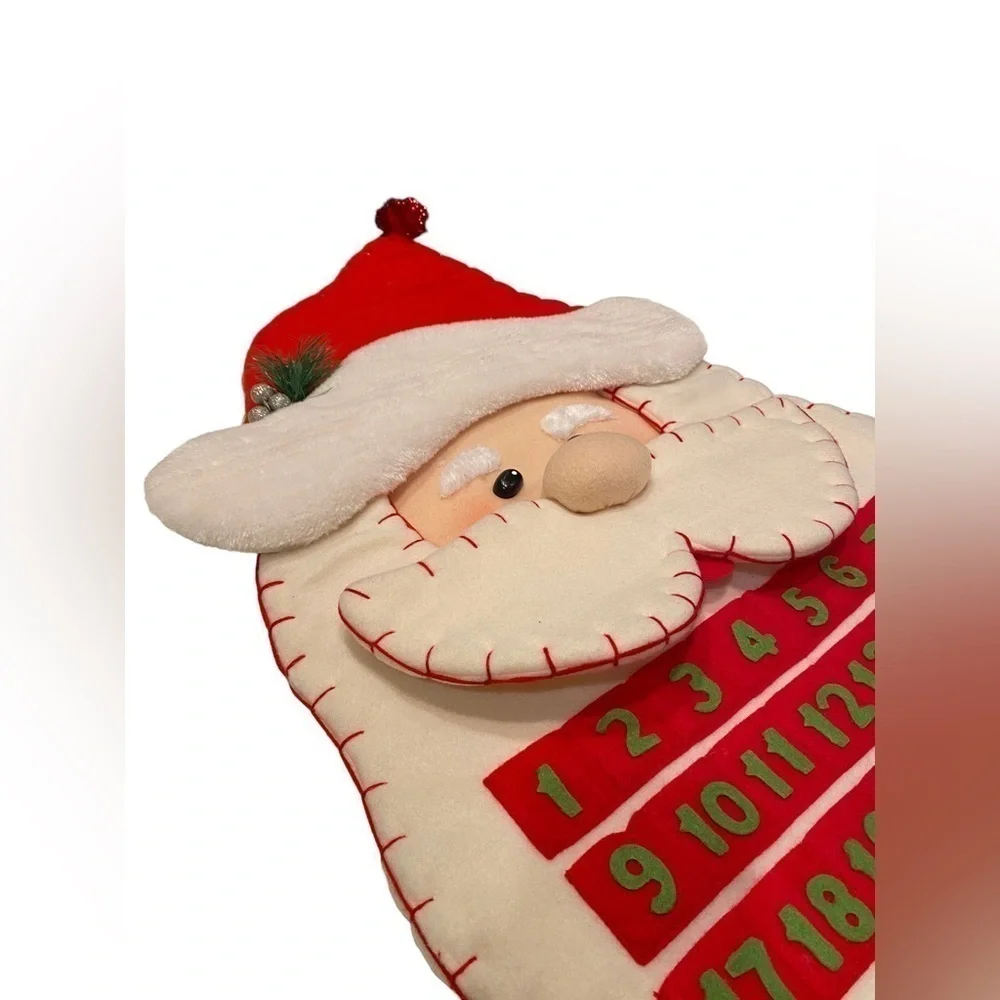 Santa Claus Hanging Felt Christmas Advent Calendar December Countdown Pockets
